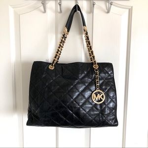 Black Leather Michael Kors “Susannah” Shoulder Bag